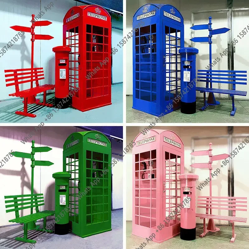 X32 Vintage Wrought Iron Crafts Internet Celebrity Store Phone Booth Large Outdoor Decorative Ornaments Photography Props Mailbo