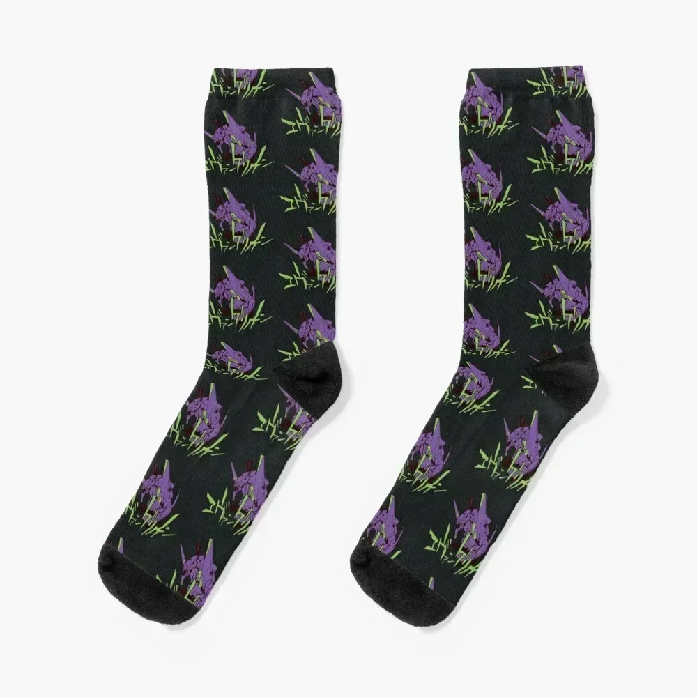 

122b Eva violet Socks floral cotton bright garter Stockings man Socks For Girls Men's