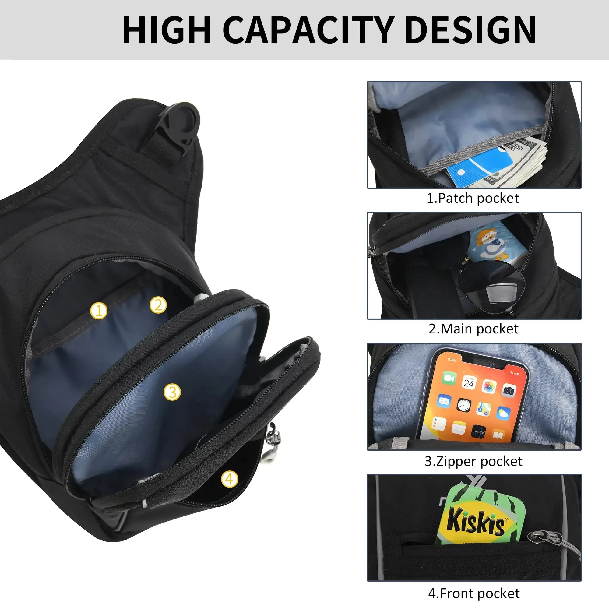 Motorcycle Leg Protector Bag & Waist Pack - close-up view