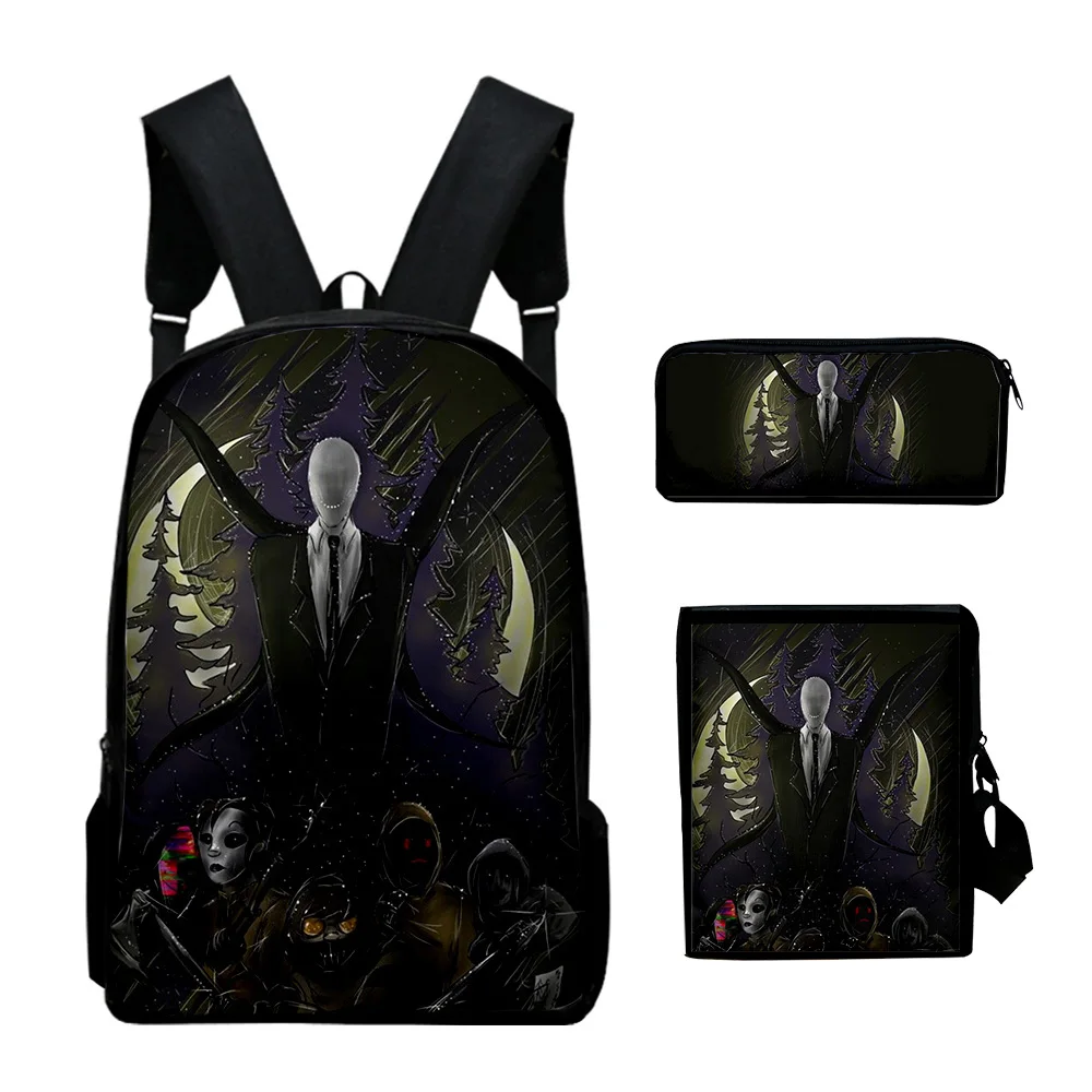 

Harajuku Popular Creepypasta 3D Print 3pcs/Set pupil School Bags Laptop Daypack Backpack Inclined shoulder bag Pencil Case