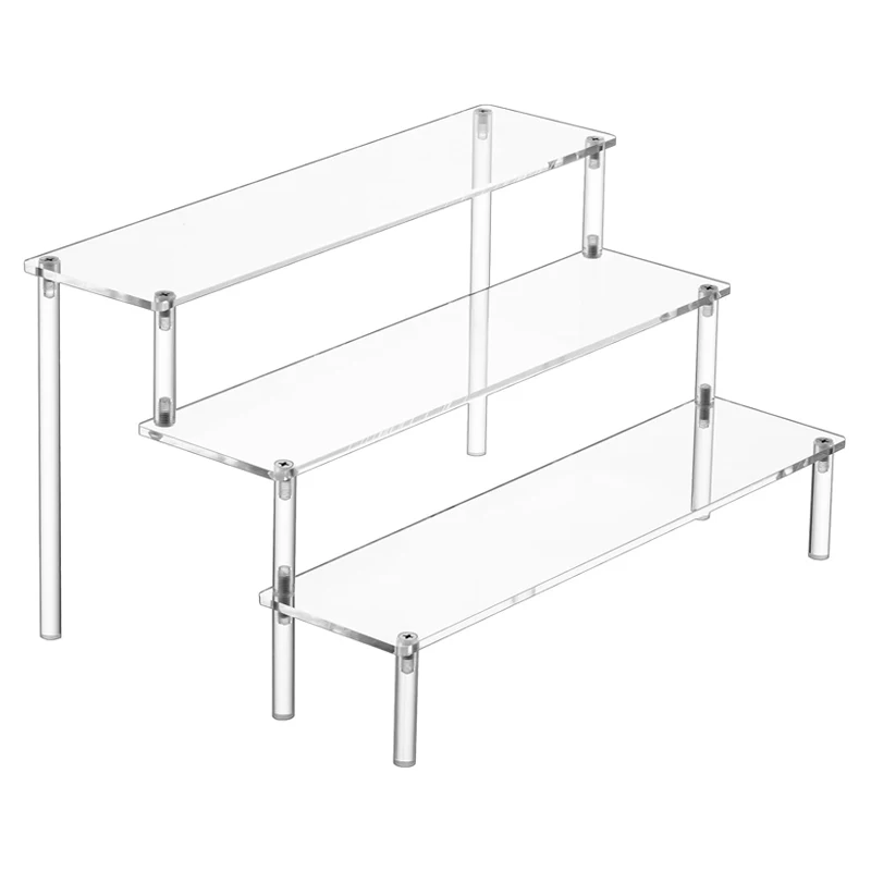 Acrylic Display Riser 3 Tier Clear Perfume Organizer Cupcake Stand for Amiibo Funko POP Figure Makeup Cosmetic Tabletop