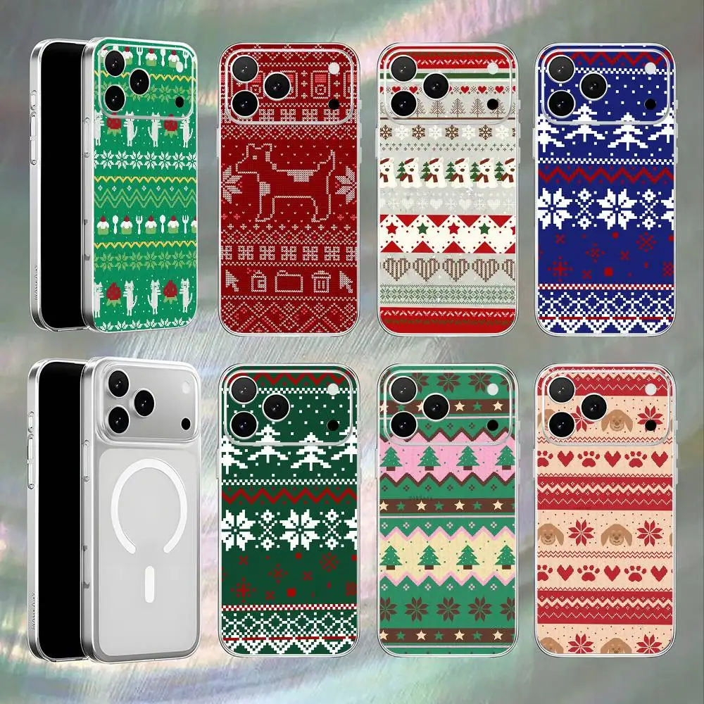 

Fair Isle style Phone Case For iPhone 17,16,15,14,13,12,11,Pro,Max,Plus,E,Air,Mini Magnetic Magsafe Frosted Clear