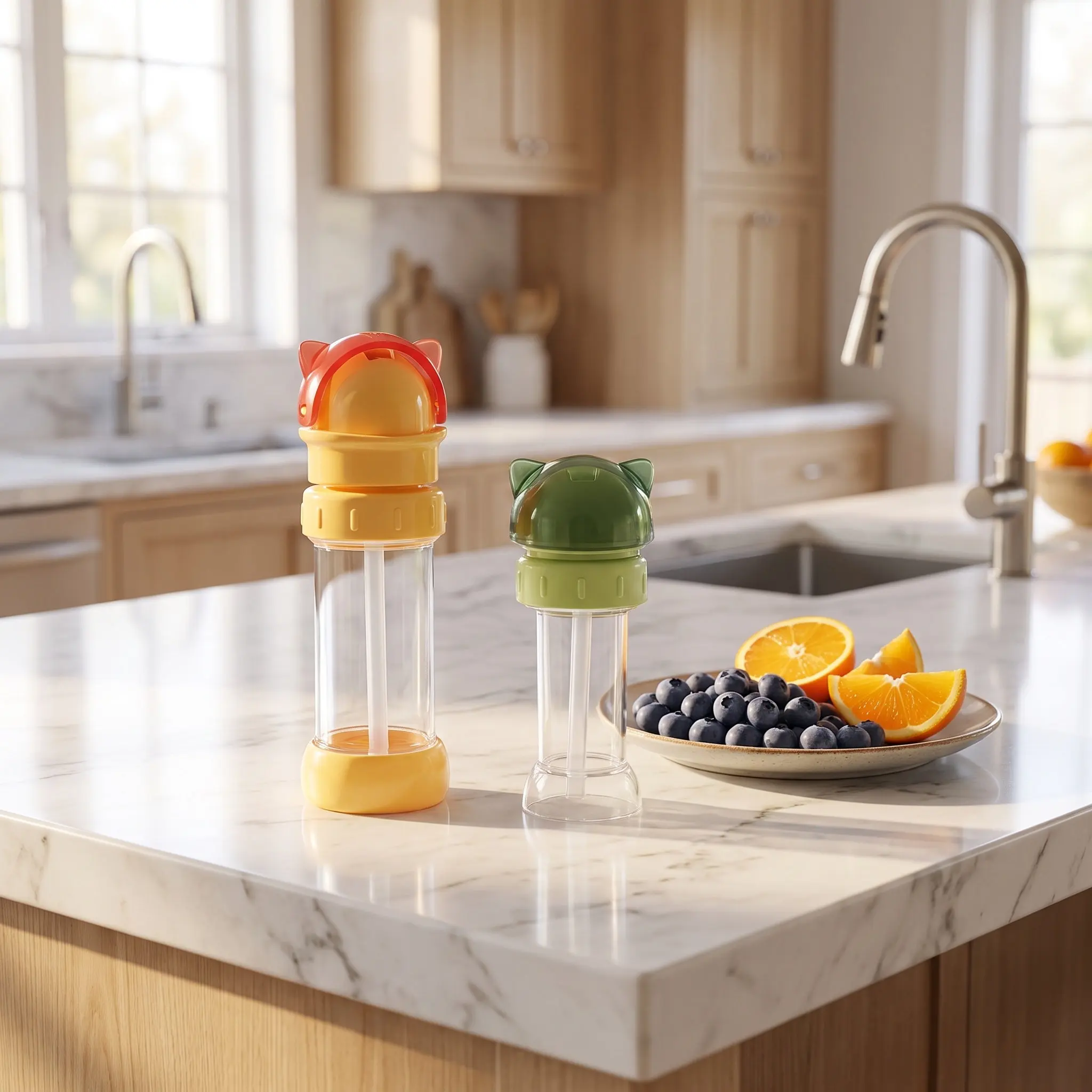 2Pcs Universal Water Bottle Caps for Kids Spillproof Anti Choke Storage Bottle Travel Straw Lid Safe Pourer Small Lid