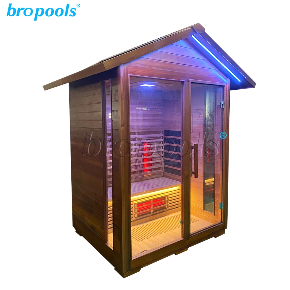 Modern Luxury Outdoor Hemlock 2-Person Far Infrared Heating Panel Sauna Room With Smart Control LED For Fitness Spa Relaxation