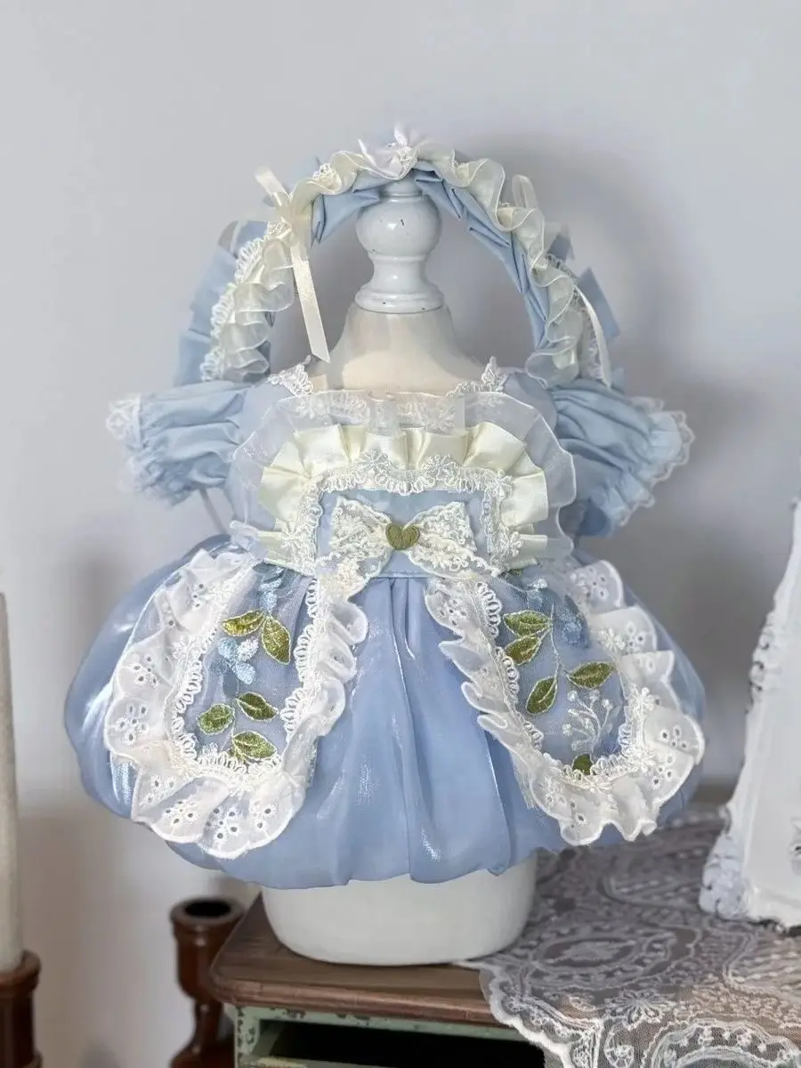 

20cm 40cm 10cm 15cm cotton doll clothes, Light blue dress 50-55cm reborn doll dress free shipping