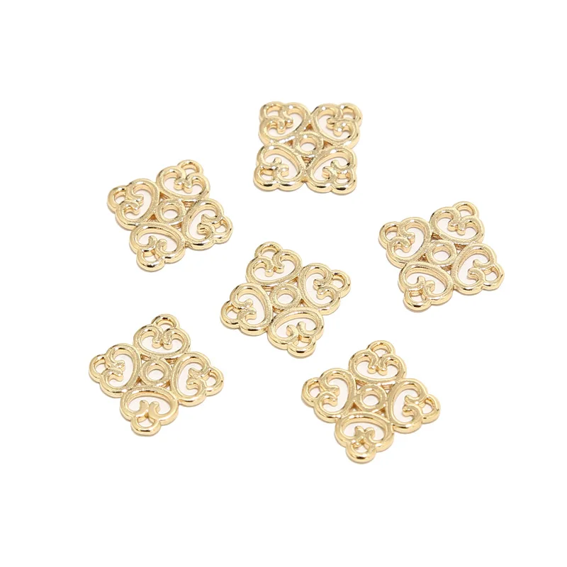 

5pcs 18k Gold Plated Brass Hollow Pendant 15mm Width Charm Connectors For DIY Jewelry Necklace Bracelet Earrings Making Findings