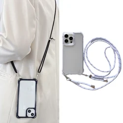 Four Corners Strap Case For Samsung Galaxy A56 A36 A26 A16 A55 S25 Ultra A35 A15 Crossbody Cord Lanyard Shockproof Clear Cover