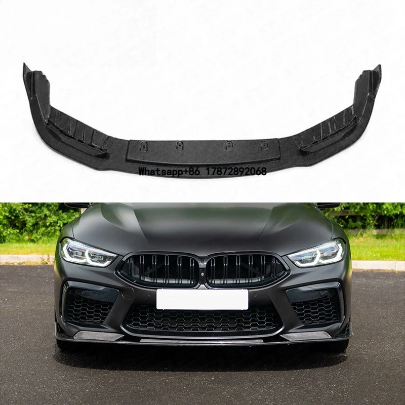 For F91 F92 F93 M8 2019-2025 Dry Carbon Fiber V Style Front Bumper Spoiler Chin Lip Splitter Extension 51118074889