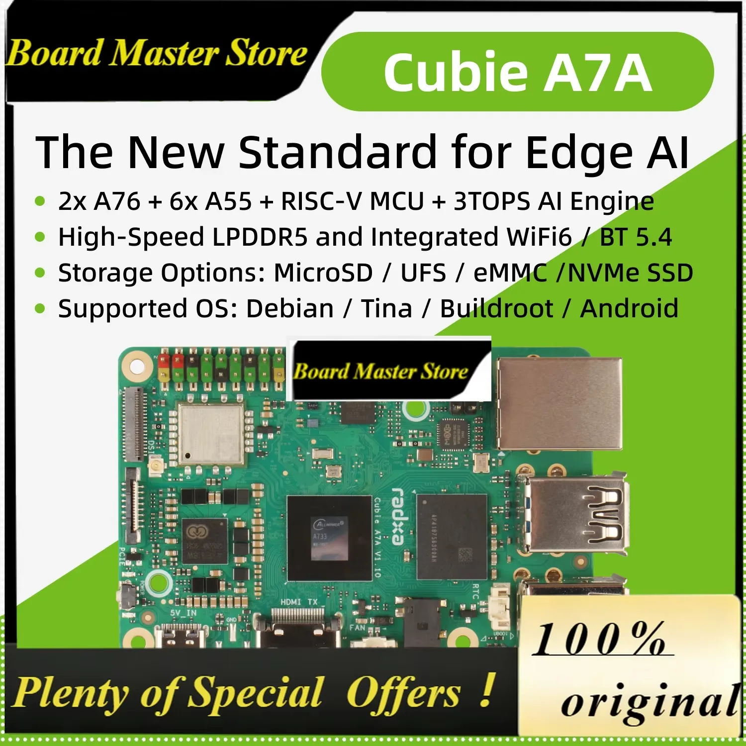 BoMaSRadxa Cubie A7a,the New Standard For Al,high-speed Lpddr5,single Board Computer