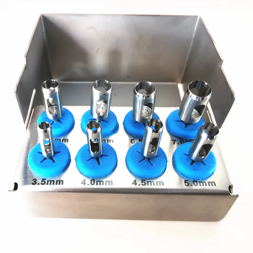 8pcs/Set Dental Implant Trephine Bur Drill Tissue Punch Stainless Steel Planting Tools Surgical for Low Speed Machine