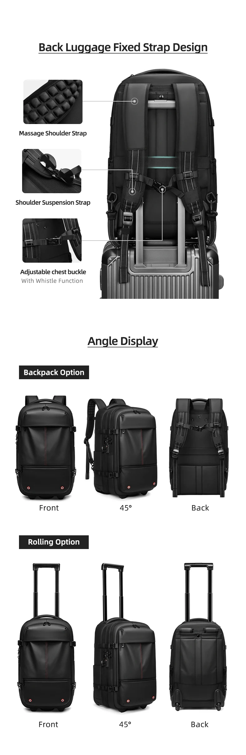 Reise-Trolley-Vakuum-Kompressions-Business-Rucksack mit Pumpe für Herren, Rucksack auf Rädern, Rollgepäck, Bergsteigertasche – Detail 18