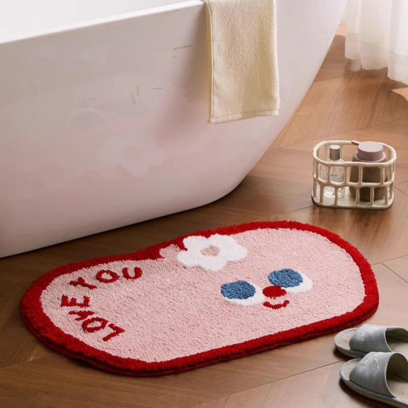 Fruit Tufting Bathroom Mat Soft Tufted Apple Carpet Bedside Rug Bathmat Floor Pad Bedroom Doormat Aesthetic Home Room Decor