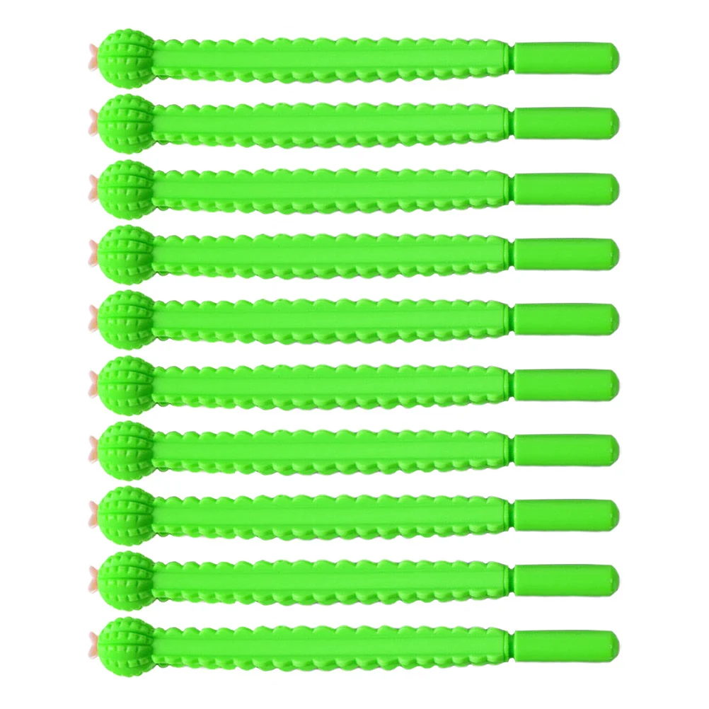 10Pcs Cute Cartoon Cactus Gel Pens Random Color Portable Plastic Writing Pens Large Quantity Smooth Office Stationery