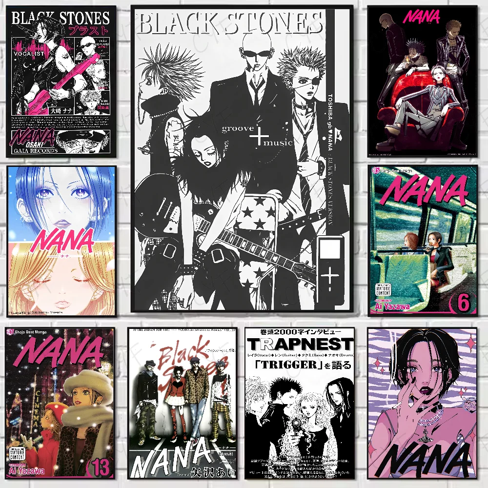 Póster de Manga de N-NANA Shoujo de Anime, arte de pared impermeable, carteles de película impresos de alta calidad para sala de estar, dormitorio, decoración Retro para habitación, regalo