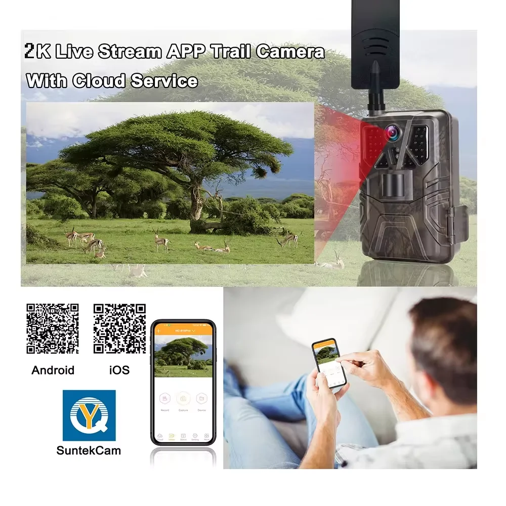HC910PRO 2K 30fps Video APP Hunting Trail Camera Outdoor Cloud Service 4G 30MP Live Stream Media Wild Night Vision Photo Traps