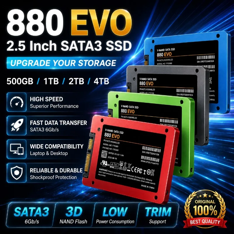 Original 880 EVO 2.5 Inch SATA3 SSD Internal Solid State Drive 500GB-4TB  Hard Disk Solid State Drive for Laptop Desktop