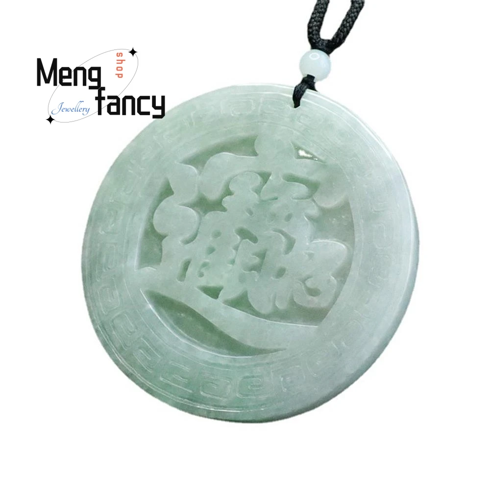 Natural Jadeite Round Zhaocai JINBAO Pendant Exquisite Elegant Simple High-grade Handicraft Luxury Quality Jewelry Holiday Gifts
