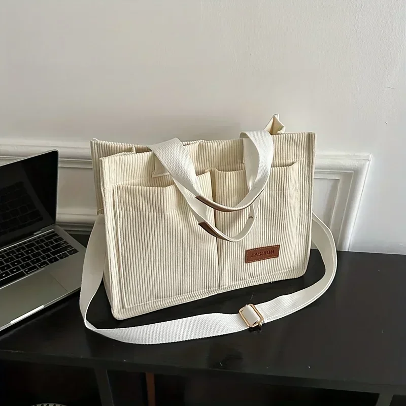 Bolso de mano de pana DA03 para mujer, accesorios de moda, estilo ins, Simple, grande