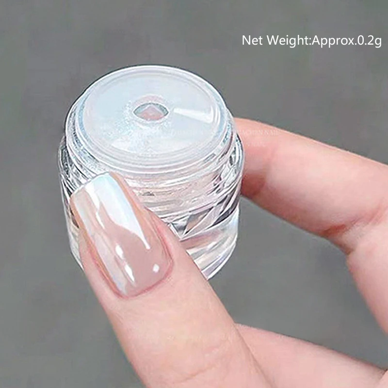 NICOLE DIARY Moonlight Mirror Nagelpulver Aurora Silver Glitter Metallic Effekt UV Gel Polish Pigment Chrom DIY Nageldekoration