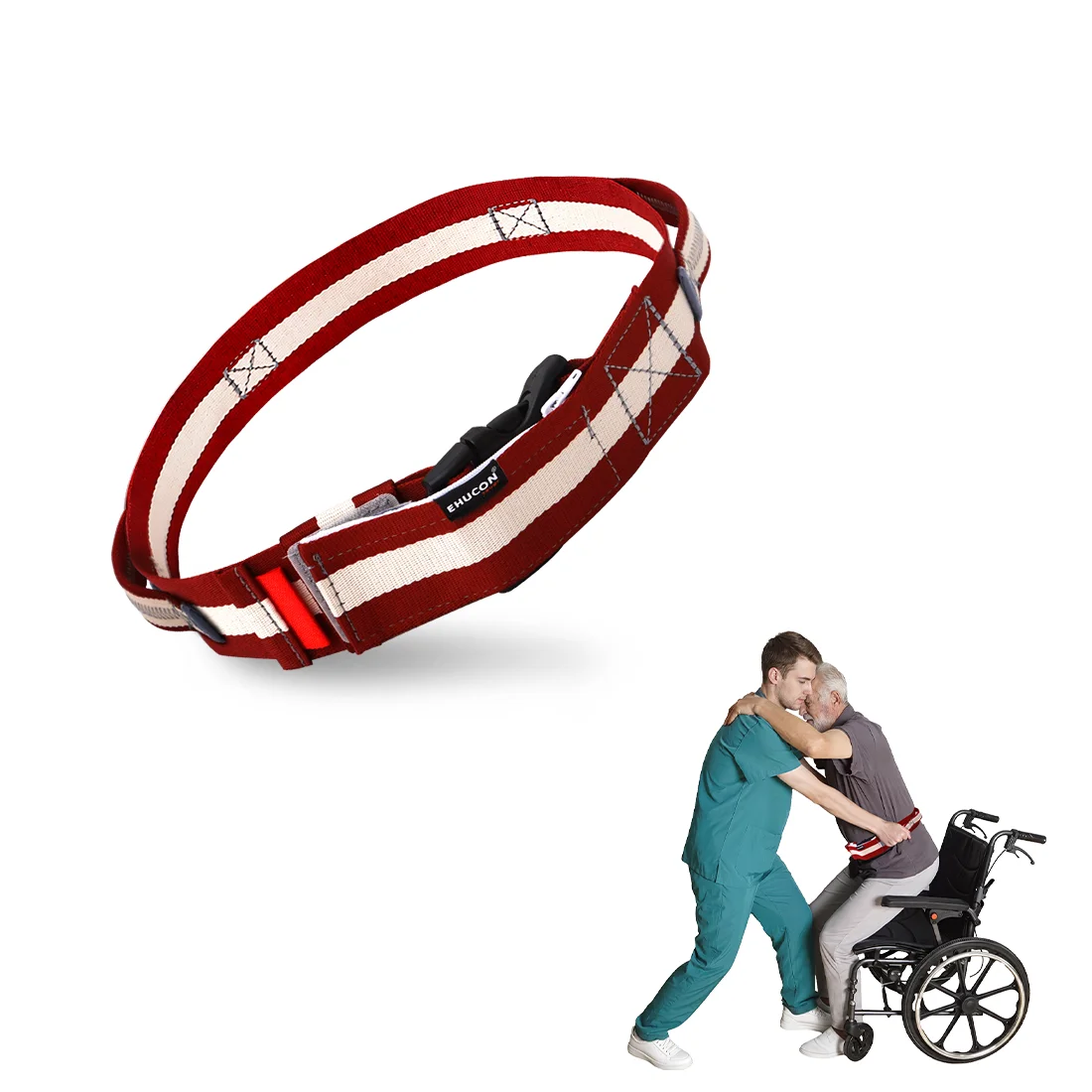 Ehucon Gait Belt Transfer Belt,Woven Webbing Patient Assist Belt with Handles,Breathable Caregiver Walking Aid Belt for Patients