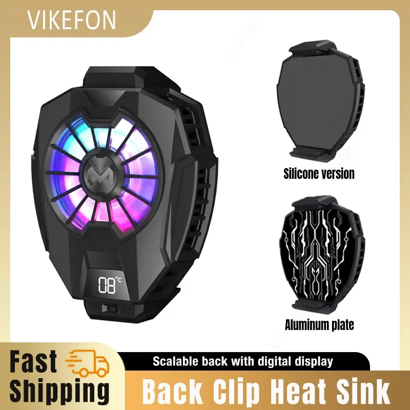 DL05 شاشة ديجيتال الهاتف برودة بارد RGB اللون ضوء ثنائي الاتجاه قابل للسحب الخلفي كليب الهاتف مروحة المبرد لمبرد الألعاب