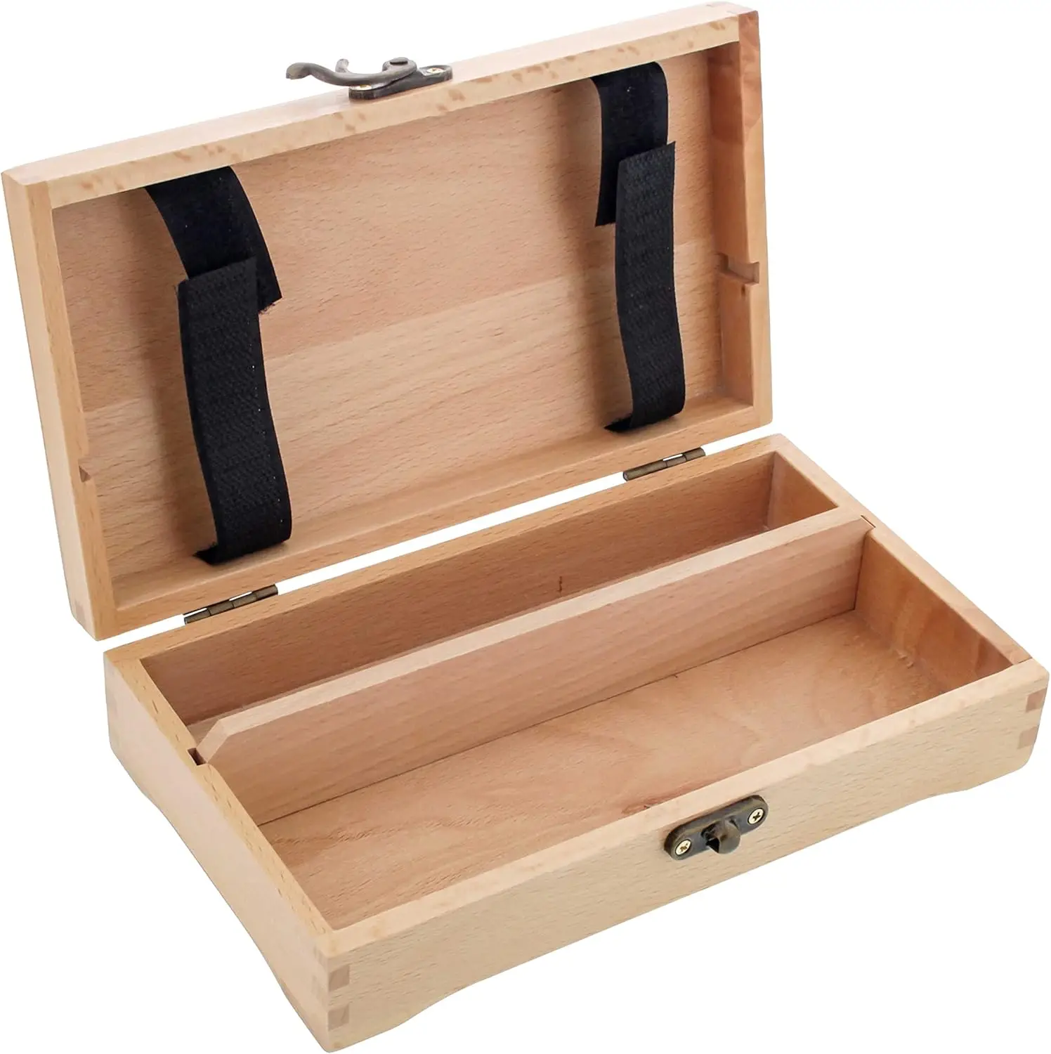 

Wooden Artist Supply Box with Locking Clasps - Portable Organizer for Brushes, Pencils & Tools