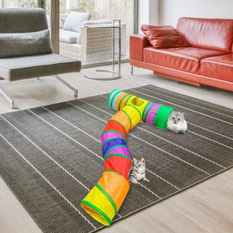 Cat Play Tunnel Interactive Pet Supplies With Peek Hole Peek Hole Interactive Kitten House Colorful Pet Supplies For Small