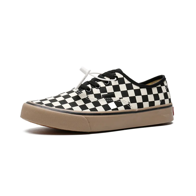 Unisex Size Retro Checkerboard Canvas Shoes Summer Women Plus Black White Plaid Sneakers Men Casual Board Shoes 35-44 All Match