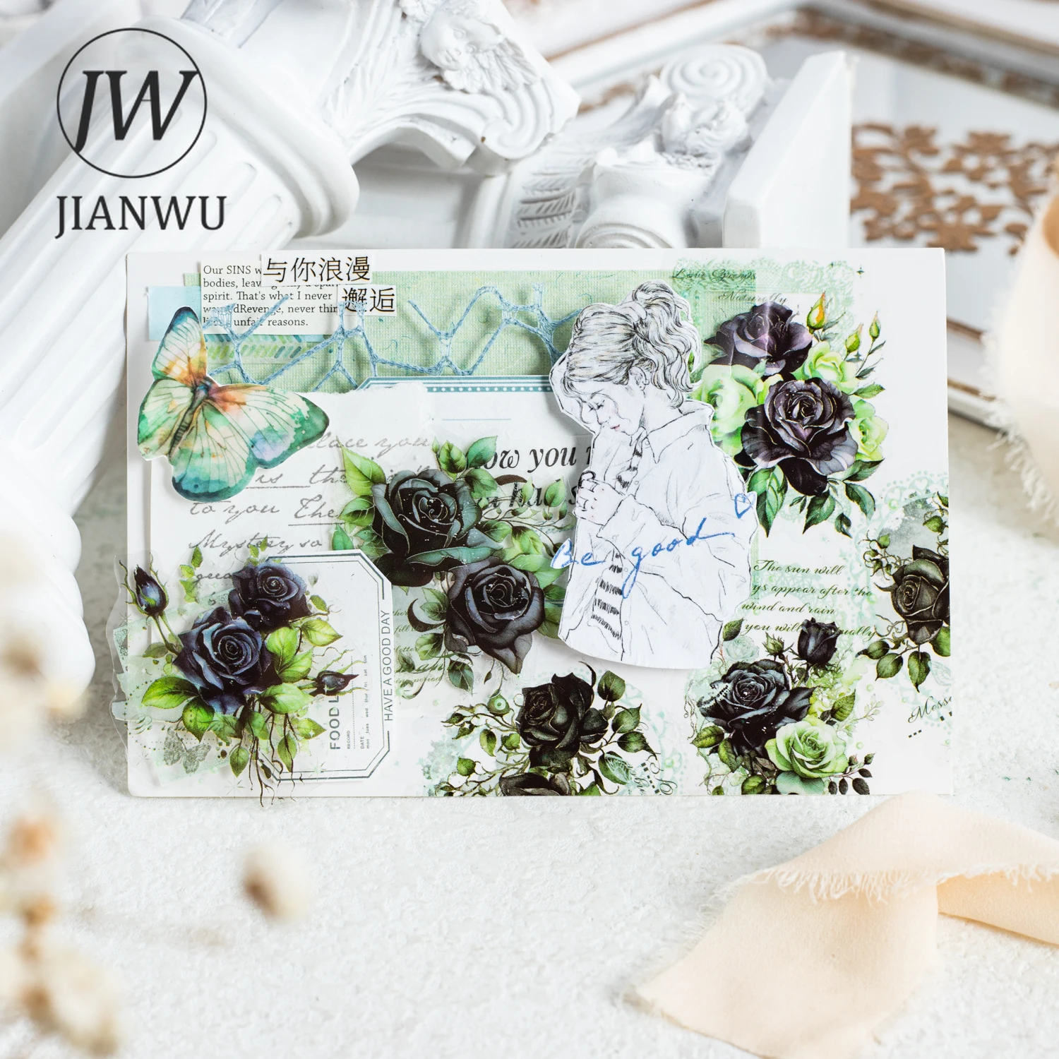 JIANWU 60mm*200cm Flower Dream Lace Series Vintage Plant Material Decor PET Tape Creative DIY Journal Collage Stationery