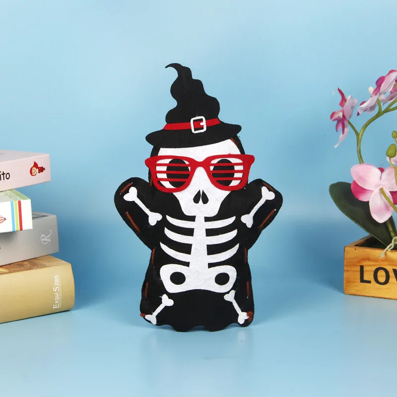 Fantoche de mão de halloween para crianças, presentes para crianças, esqueleto de desenho animado, monstro pirata, costura, kits de artesanato diy, brinquedos de dramatização