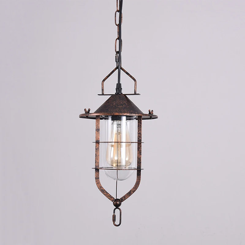 Loft American Country Retro Restaurant Chandelier Creative Personality Corridor Aisle Light Dock Iron Cage Pendent Light