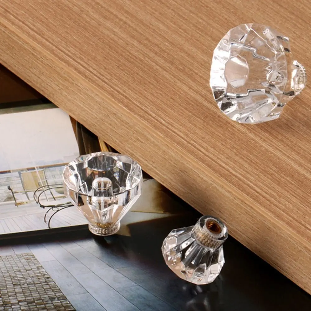 New Acrylic Crystal Glass Cabinet Knob 20/25/30mm Transparent Drawer Knob Single Hole Furniture Hardware Drawer Pull Handle
