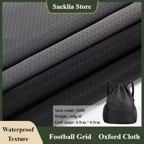 200D Waterproof Oxford Fabric Jacquard Football Grid Coated Thickened Cloth for Camping,Outdoor Sports,Decorative Sofa 50X148cm