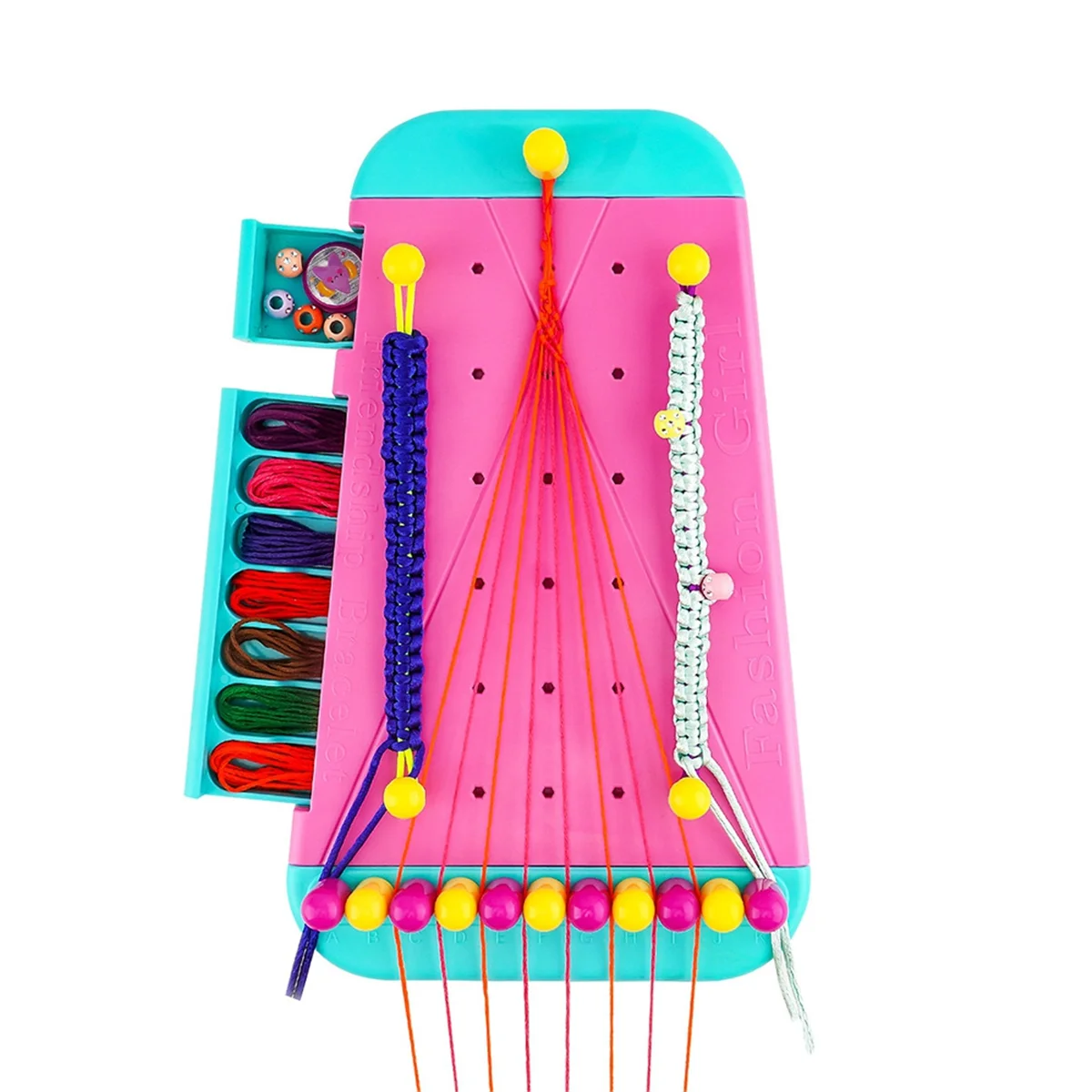 

HHTL Friendship Bracelet Jewelry Making Kit for Girl Arts and Crafts Bracelets String Maker Kit Pretend Play Toy Gift Pink