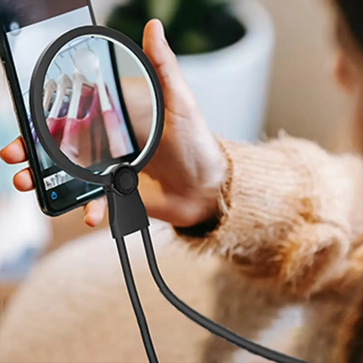 【Home-Accessories】Hands Free Magnifying Glass for Sewing, Flexible Gooseneck Magnifier for Seniors Reading, Low Vision Elderly,