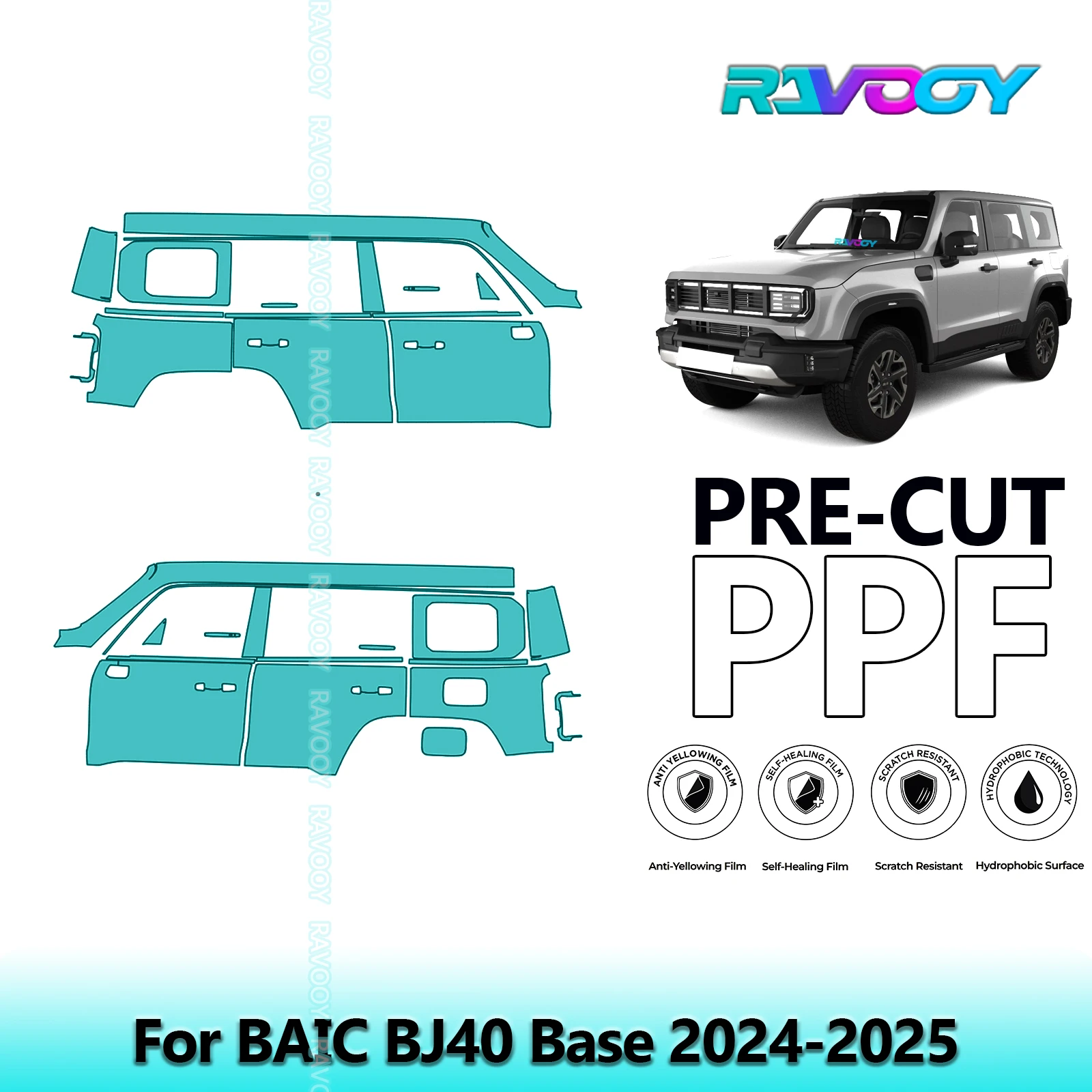 ل BAIC BJ40 قاعدة 2024-2025 8.5mil واضح ماتي قبل قطع باب PPF ومجموعة عمود A/B مجموعة طبقة حماية الطلاء من البولي يوريثان #1