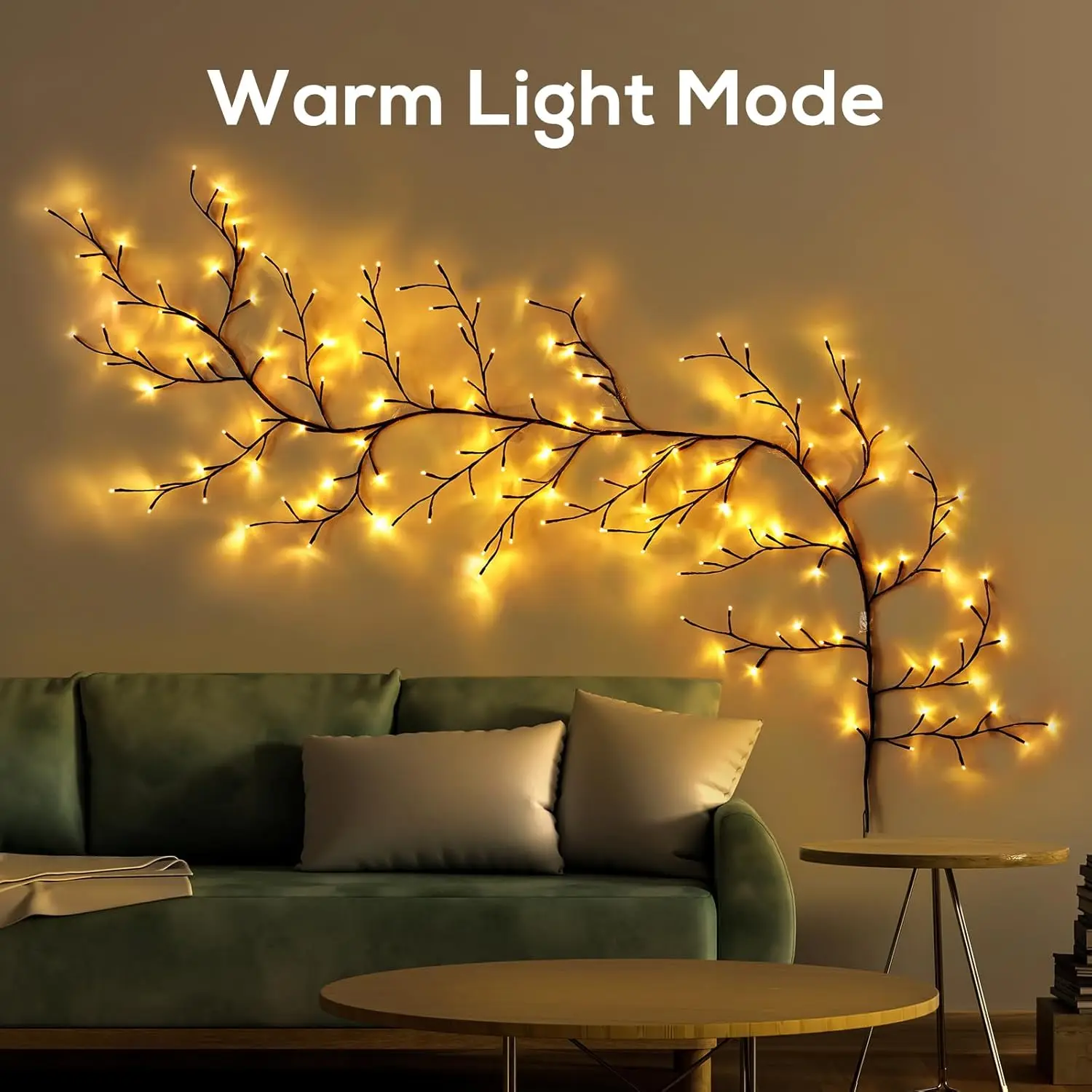 160LED Enchanted Willow Vine Lights, 8.2FT Voice-Activated with Warm/Color Modes for Home Decor