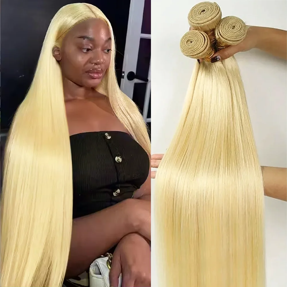 

10-40 Inches Bone Straight Human Hair Weave Bundles 613 Honey Blonde 1 3 4 Pcs 100% Remy Human Hair Extension for Women Bundles
