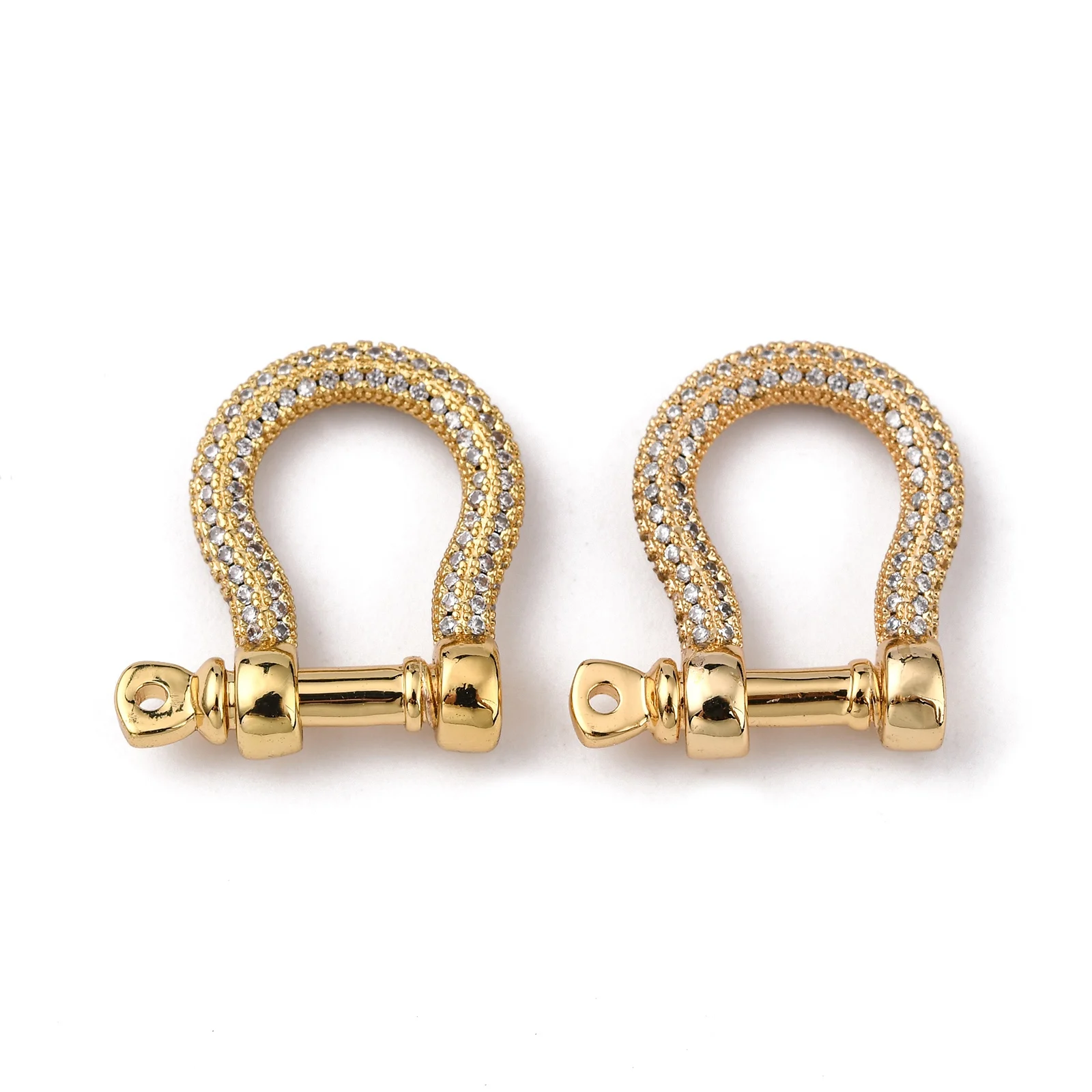 5pcs Brass Clear Cubic Zirconia D-Ring Anchor Shackle Clasps Metal Findings For Women Necklace Bracelets Jewelry Making Supplies