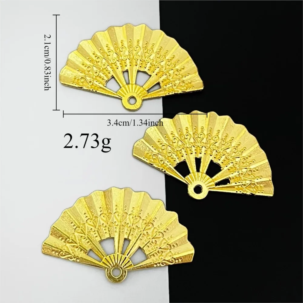 10pcs/Lot 3 Colors Metal Alloy Fan Charms Pendants For DIY Handmade Necklaces Earrings Jewelry Making Findings Accessories Craft