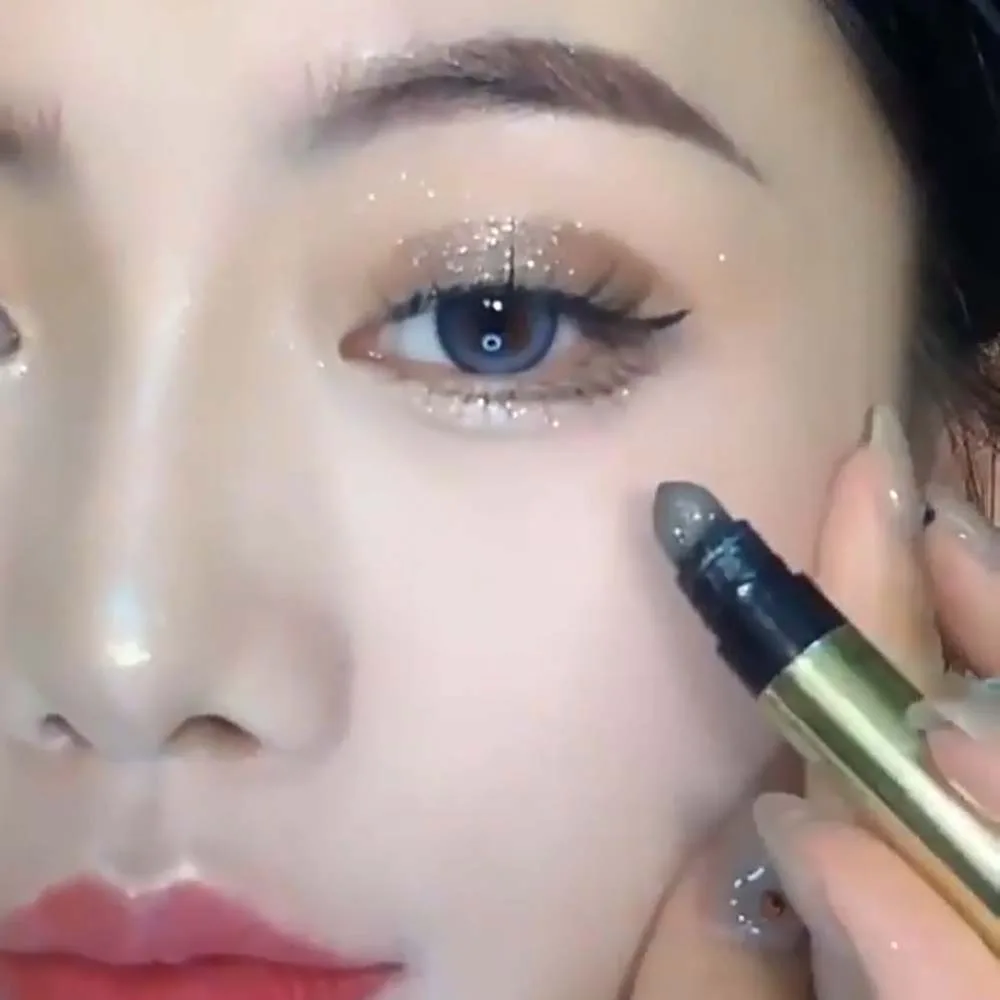 Canetas de sombra de olho com glitter, à prova d'água, cabeça dupla, contorno, sombra de olhos, natural, à prova de manchas, aegyo sal, destaque, casamento