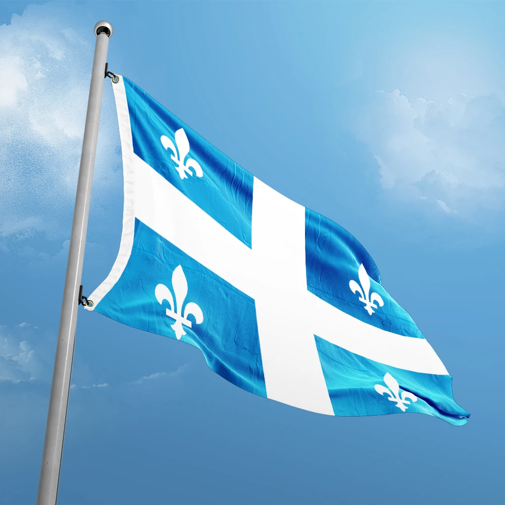 Quebec Canada Flag 3ft x 5ft Polyester Banner Flying 150* 90cm Custom Outdoor Consistent Color On Both Sides Double Stitching