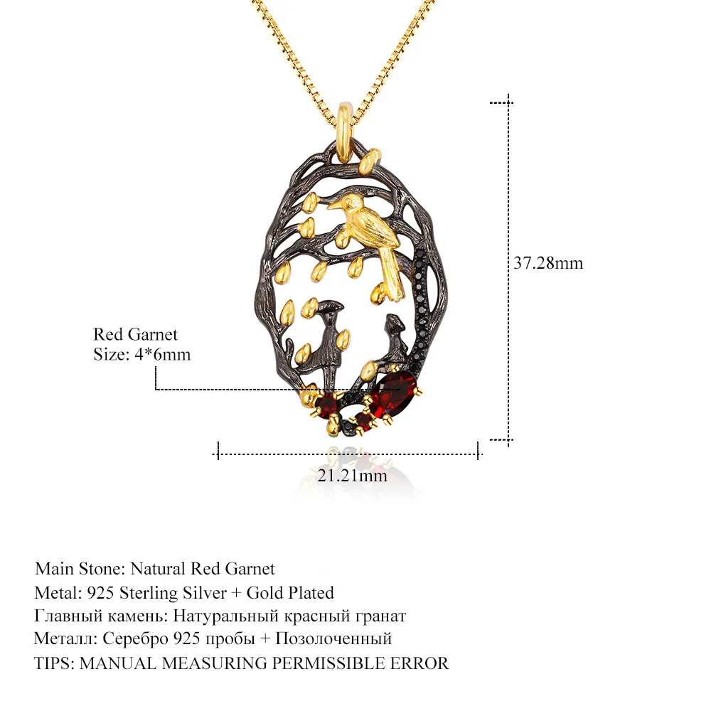 genuine Luxury brand real jewels Designer style S925 Silver dream flower design Natural Garnet Necklace Pendant high quality