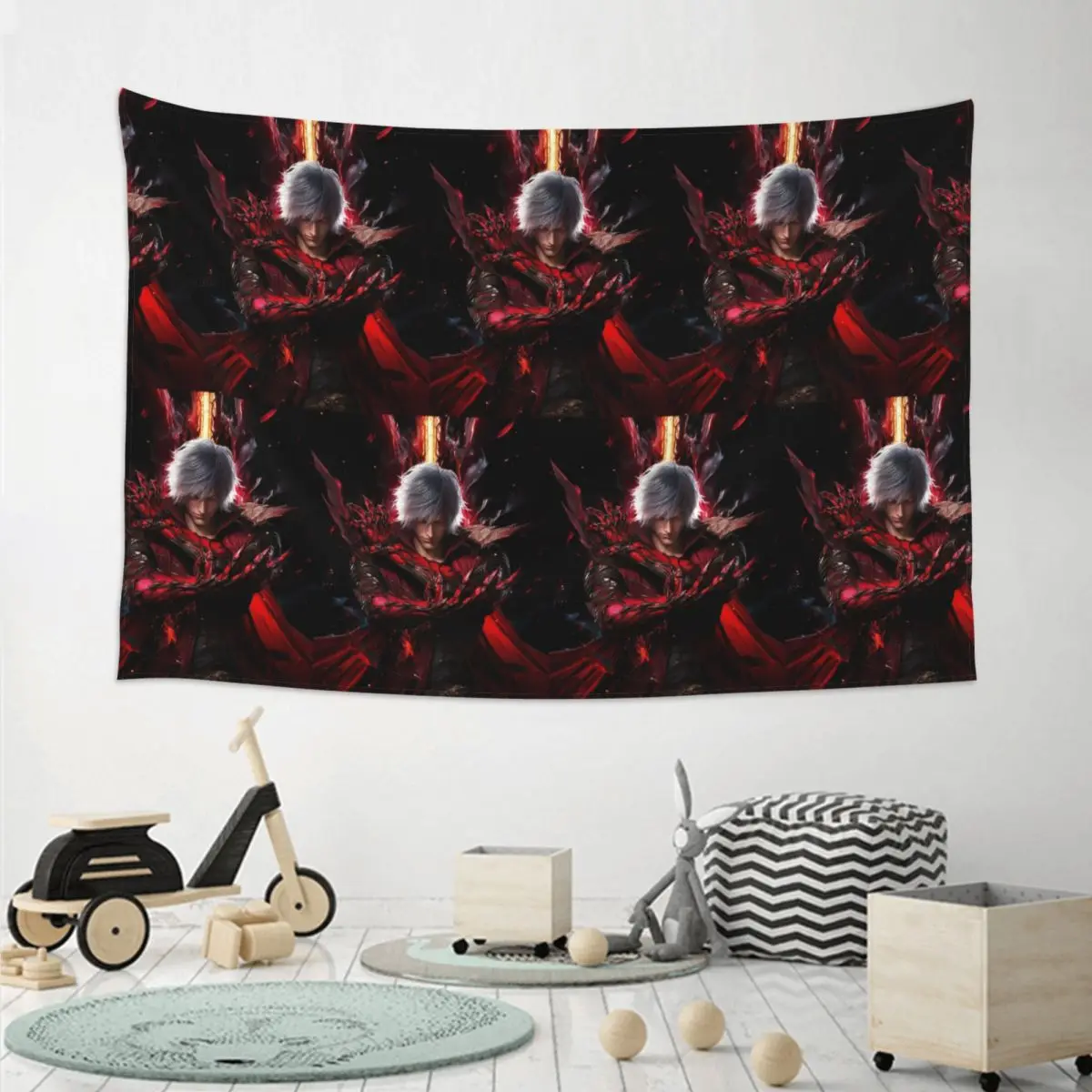 Devil May Cry Game Tapestry Funny Wall Hanging Aesthetic Home Decor Tapestries for Living Room Bedroom Dorm Room