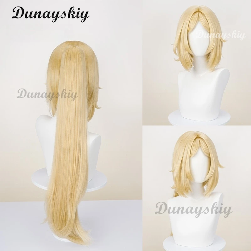 Peluca de Cosplay con gatillo Zenless Zone Zero, pelo largo Rubio con cola de caballo, pelucas sintéticas para mujer y niña, gorro de peluca gratis para fiesta de Carnaval Obol Squad