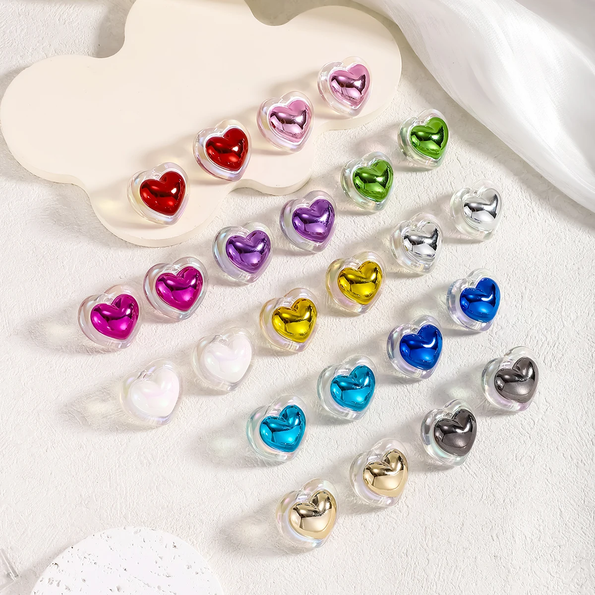 Pendientes acrílicos lisos de doble capa en forma de corazón para mujer, joyería geométrica de boda, moda Vintage, Y2K