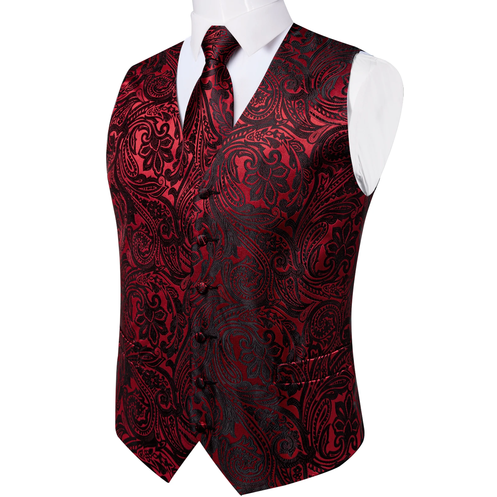 Luxus kleid weiß Paisley Hochzeits weste für Mann Anzug Mode Männer Business Smoking Weste Westen Anzug Krawatte Set Chaleco Hombre – Detail 25