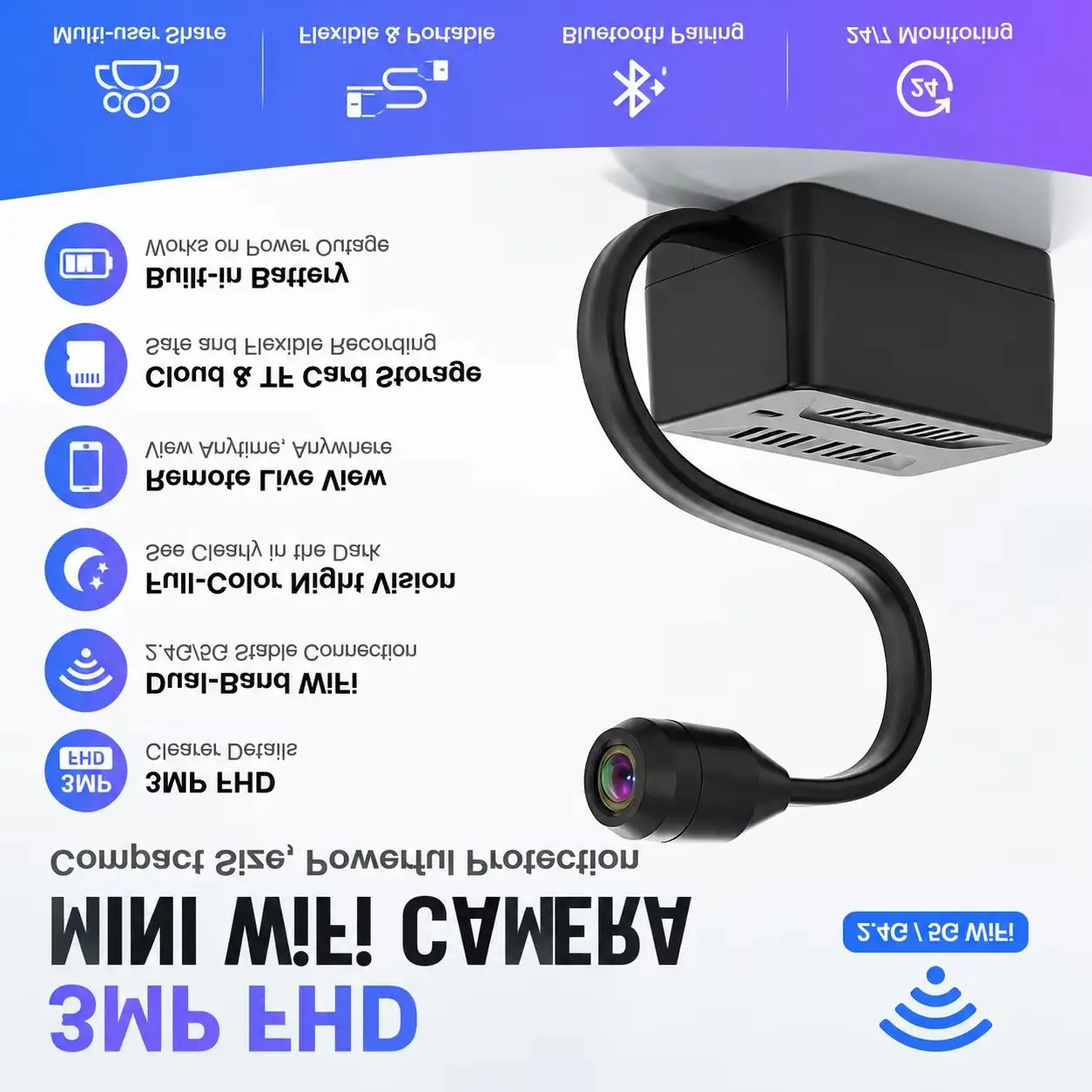 2K 4MP Mini Security Camera Wireless WiFi Indoor Camera Motion Detection Remote View Home Surveillance CCTV Camera