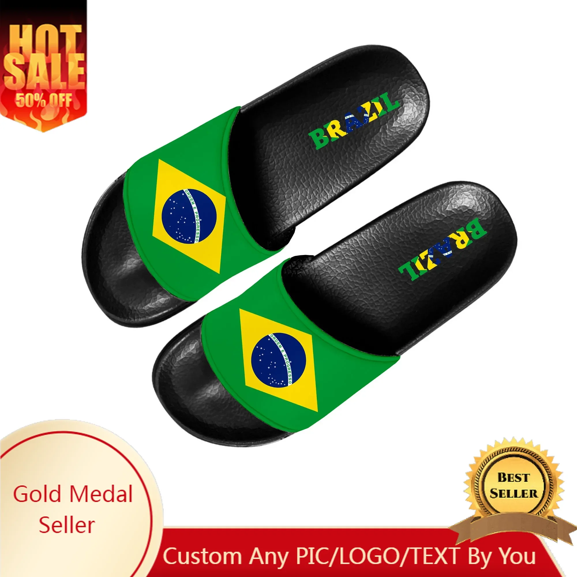 

Brazilian Flag Slippers Home Water Shoes Men Women Teenagers Brazil Soccer Football Sandals Custom Made Summer Slipper