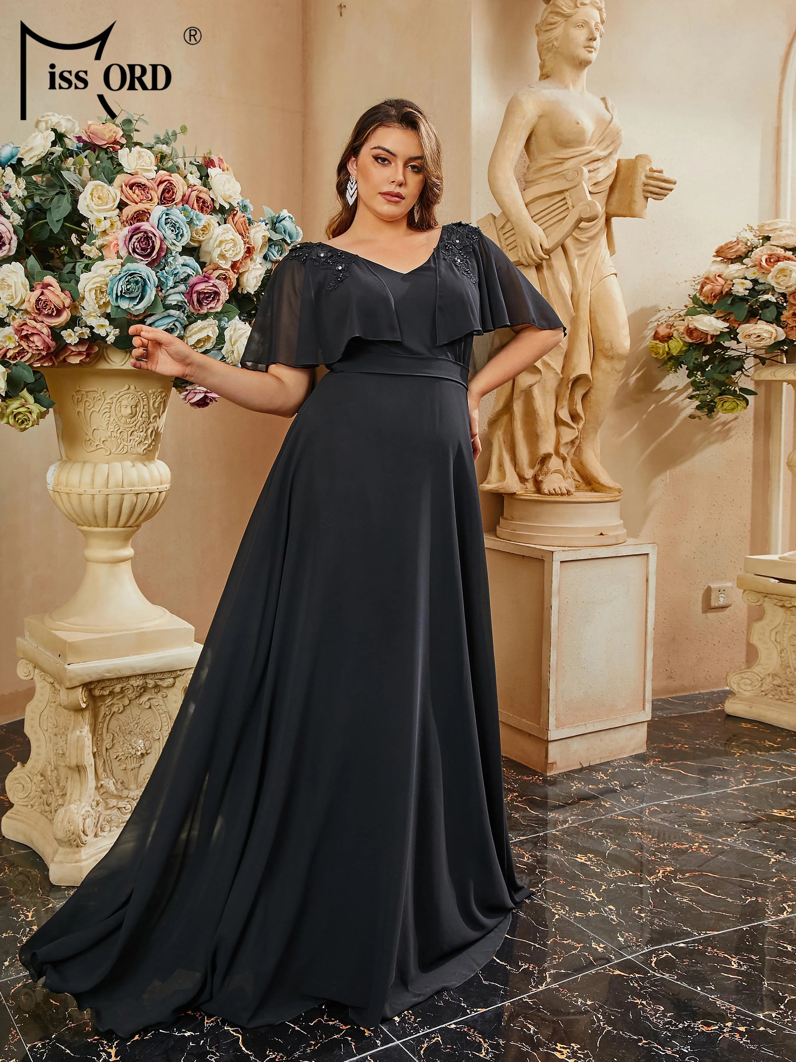 Missord Plus Size Elegant Party Dresses For Women 2023 V-Neck A-Line Prom Formal Occasion Dresses